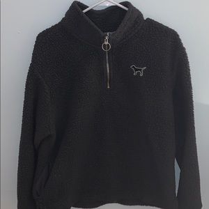 pink sherpa fleece in charcole